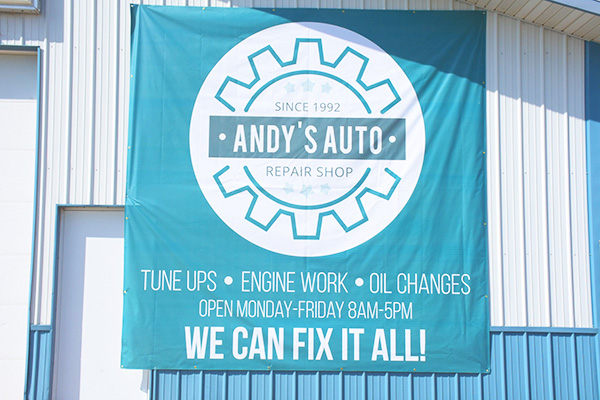 Andy's auto vinyl banner 